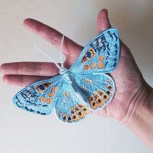 Moks347(p) patch brodé papillon bleu - patch nature