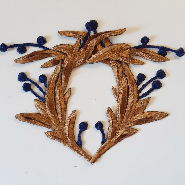 Moks506 Laurel Branches, Laurel Wreath Embroidered Patch, Heraldry