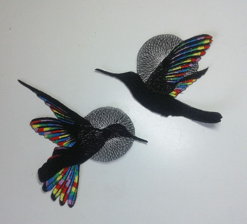 Moks232p Pair Patch Birds Hummingbirds Embroidered Patches - Etsy