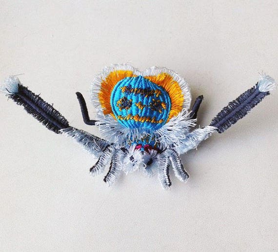 Moks67p Peacock Spider Maratus Volans Insect Embroidered Etsy