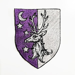 Moks636 Purple Heraldry Deer with Moon and Stars Embroidered Patch