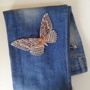 Moks265(p) Ghost Moth Large Embroidered Patch, Thysania Agrippina, White Witch