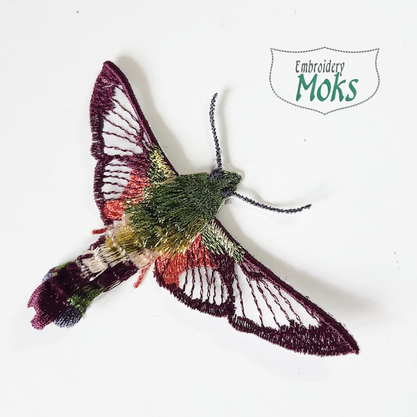 Moks364 (p) patch de broderie de teigne de colibri, insecte insecte mural art dekor, couture sur patch