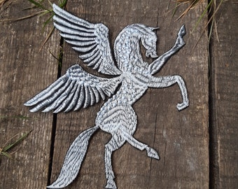 Moks548 Pegasus Embroidery Patch, Mythological Creature, Elf Patch, Horse with Wings