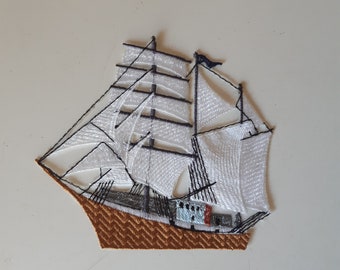 Moks489 Patch brodé de voilier, Patch nautique, Voyage, Loisirs, Patch esthétique, Patch de mer