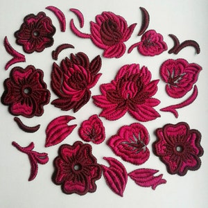 Moks(p)80 Set Fancy Embroidered Delicate Flowers Patch