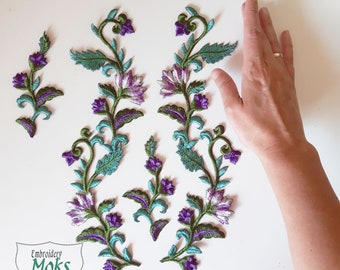 Moks372(p) Thistle embroidery patch set - National Flower of Scotland - sew on patch