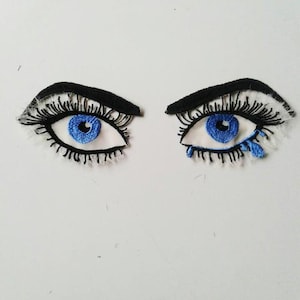 Moks162(p) pair crying eyes, crybaby embroidered patches