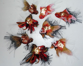 Moks239(p) set of 8 goldfish embroidered patch
