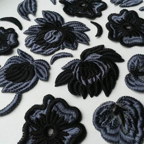 Moks116(p) Set Black Floral Patch