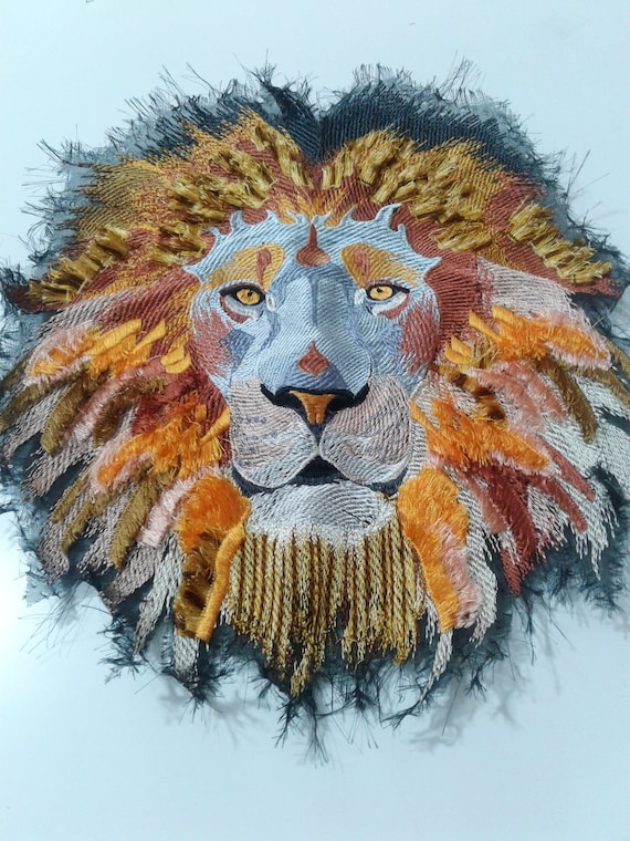 LION Embroidered Animal Patch 9/"