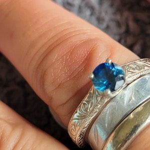 Montana Blue Sapphire ring in Sterling Silver. Size 7