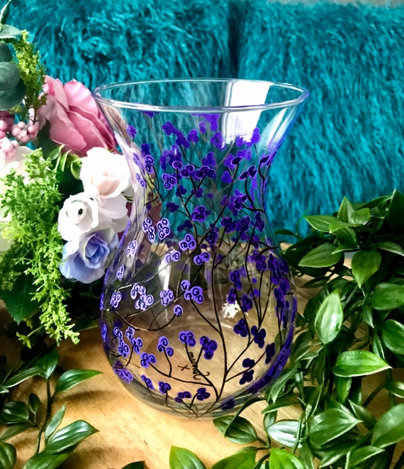 Purple Berry Handpainted Vase