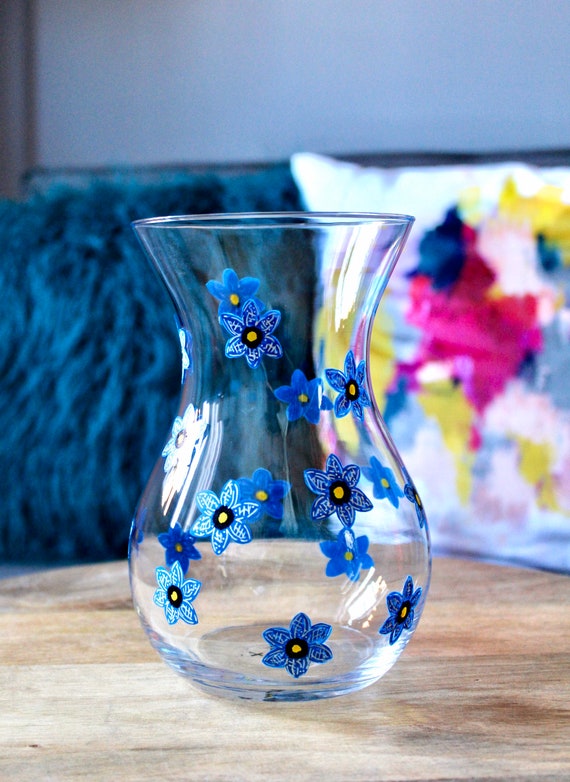 Blue Forget-Me-Not Handpainted Vase