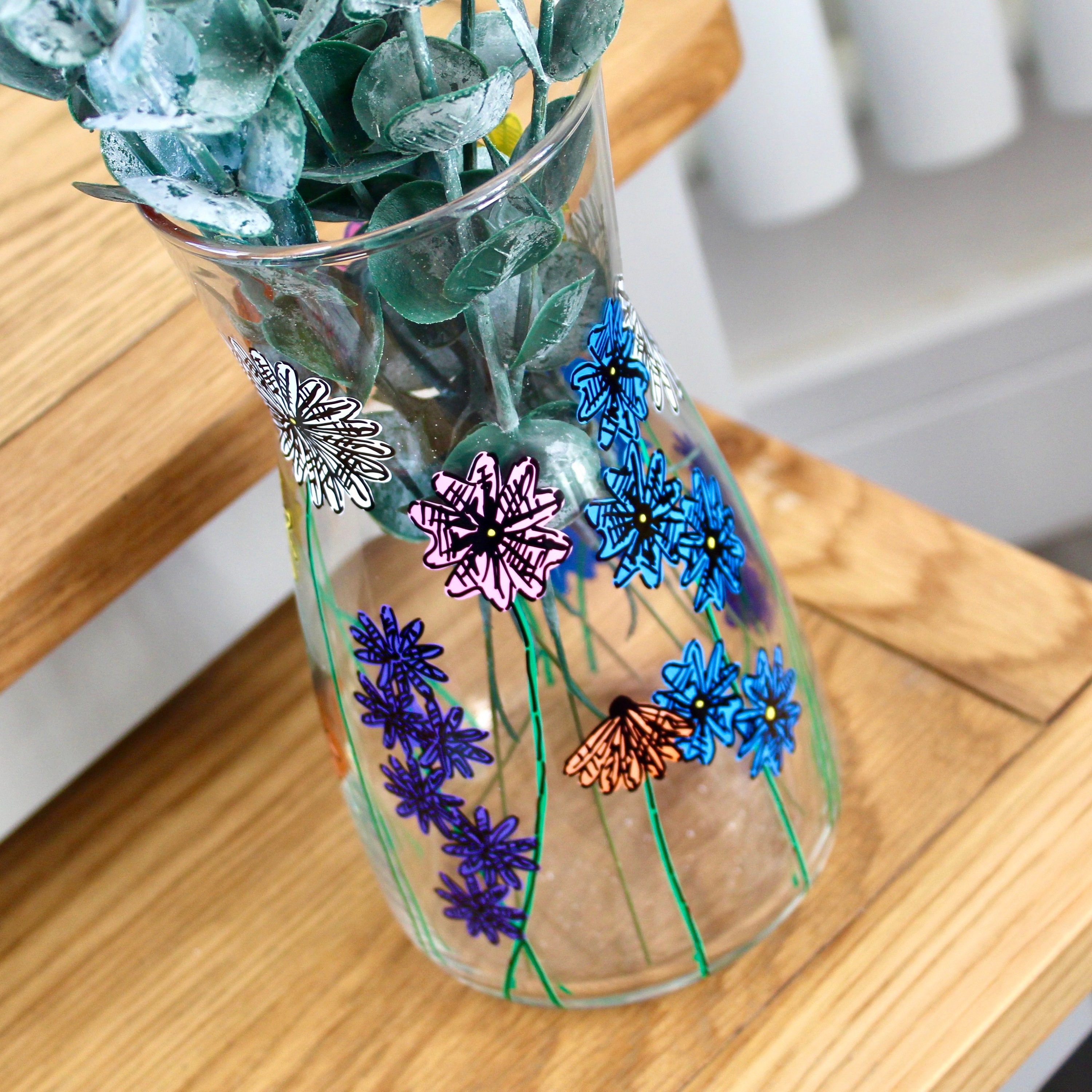 Floral Wildflower Hand Painted Glass Vase Home Gifts Etsy UK