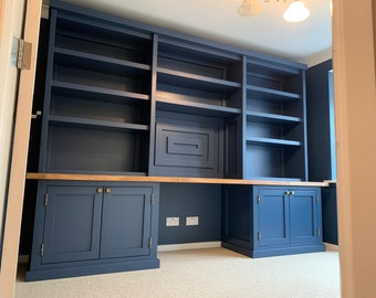 Bespoke office desk library wall cabinets