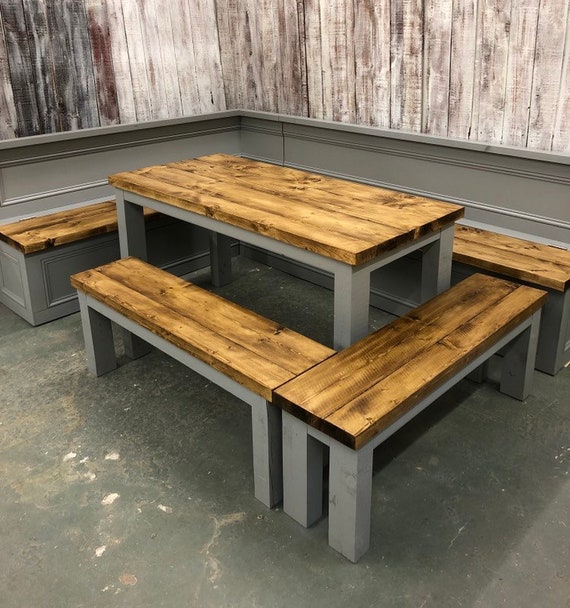 Banquette Seating Dining Table And 2 Benches Etsy