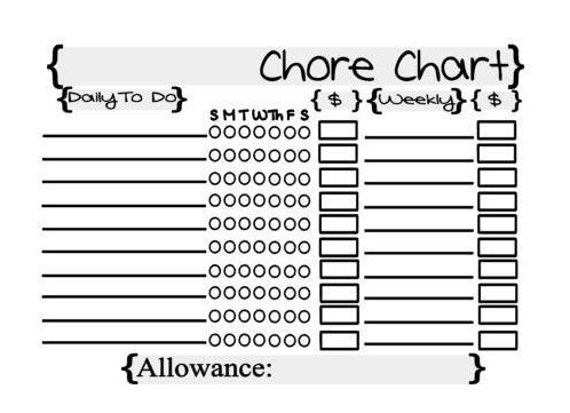 Allowance Chore Chart