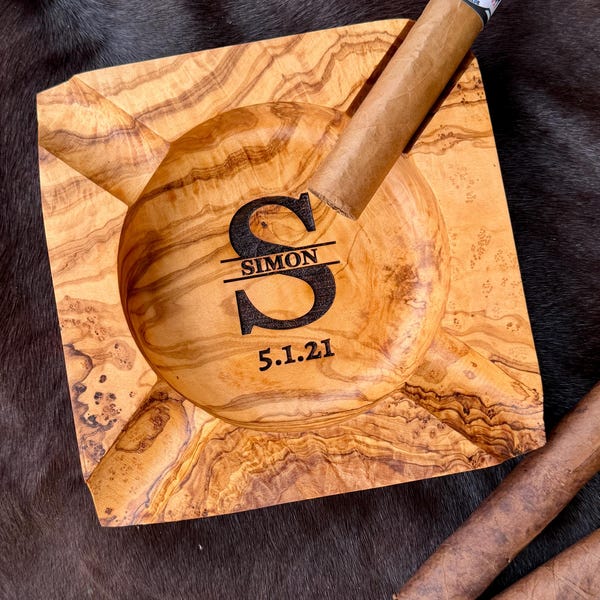 Olive Wood Cigar Ashtray