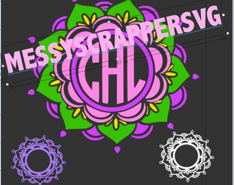 FLOWER mandella for monogramming,monogramming font not included(svg cut files,vinyl svg,vinyl designs,silhouette files,cricut explore files)