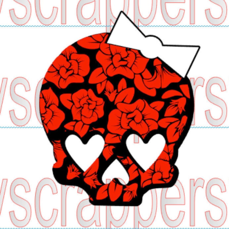 Download Girly Skulls with hearts flowers and stars.svg cut | Etsy