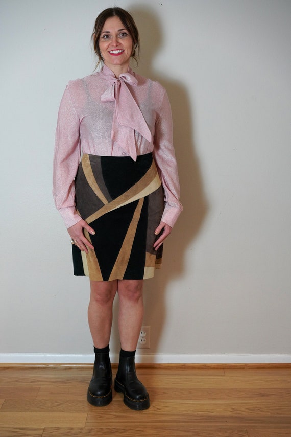 70s Patchwork Suede Skirt, Boho Skirt, 70s Mini Skirt… - Gem
