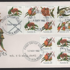 Australian EUCALYPTS Native Bush FLOWER Booklet Panes Addressed 1982 FDC - Philatelic Stamp Item