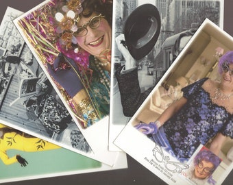 Dame EDNA EVERAGE Barry Humphries  5pc Set Stamp Commemorative Maxi Cards, Philatelic Ephemera  Comedy Gifts, Post Cards, Postcards Sets