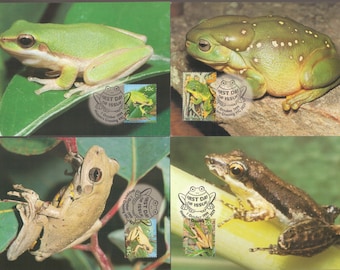 FROG Australia Frogs Four Different Stamps Philatelic Maxi Cards -Great for Collectors or Kids Projects