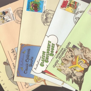 Australiana Classic CHILDRENS Bücher Australien 5er Set Stempel FDC's Ersttagsbriefe Philatelistischer Artikel - Ginger Meggs, Blinky Bill, Snugglepot
