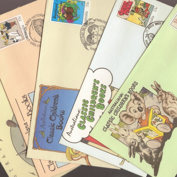 Australiana Classic CHILDRENS Books Australia Set of 5 FDC's First Day Covers Philatelic Item - Blinky Bill, Ginger Meggs, Snugglepot