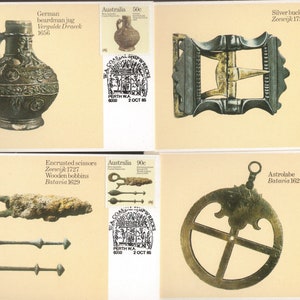 Australia Coastal Shipwrecks Nautical Artifacts and Relics Set of 4 Stamp 1985 Maxi Card Set - Great Gift for Framing etc