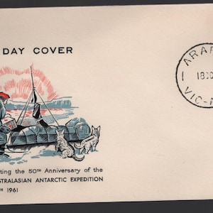 Australia AAT ANTARCTIC 50th Anniv of Mawson Expedition Wesley Unused Vintage 1961 FDC- Great Philatelic Gift Idea