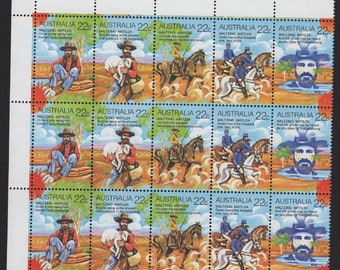 Australia 1980's 3 x Strips of 5 MUH Stamps - Waltzing Matilda Australian Scenes