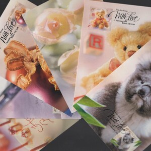 Bellissimo con AMORE Set di 6 francobolli su Australia Maxi Cards Cartolina - Koala, orsacchiotto, fiori, torta - Ottimo regalo