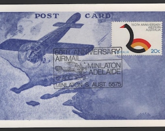 Cartolina ricordo del volo del 1979 di Harry Butler, firmata e numerata, con annulli speciali fronte e retro - un fantastico regalo filatelico.