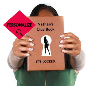 PERSONALIZED Nancy Drew Inspired Clue Book, Detective Clue Book Journal, Nancy Drew Journal Gift, Vintage Style Vegan Leather Journal