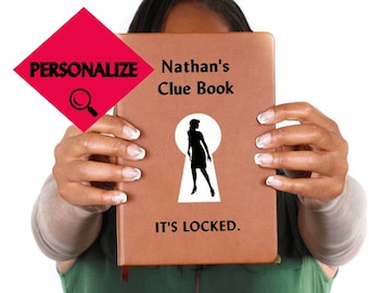 PERSONALIZED Nancy Drew Inspired Clue Book, Detective Clue Book Journal, Nancy Drew Journal Gift, Vintage Style Vegan Leather Journal