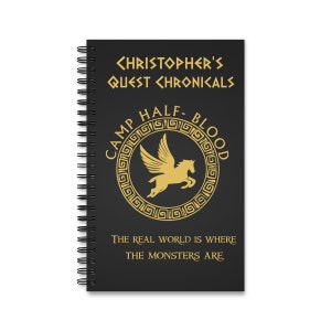 Personalized Camp Half- Blood Quest Journal, Percy Jackson Spiral Journal, Camp-Half Blood Gift, Camp Half-Blood Sketch Journal Gift image 5