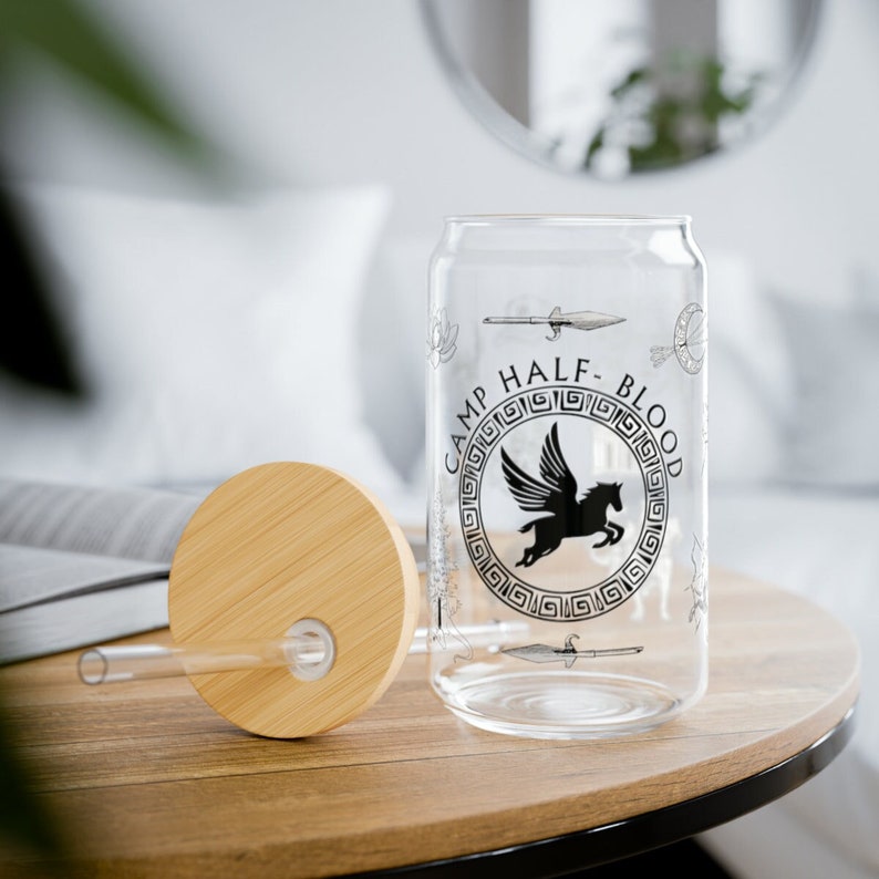 Camp Half-Blood Glass Can Cup, Percy Jackson Merch, Camp Half Blood Gift