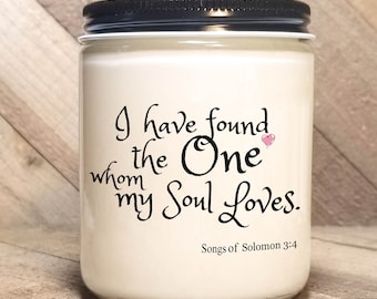 Songs of Solomon 3:4, Bible Verse Soy Candle, Scripture Candle, Personalize Gift, Religious Candle, Faith, Gospel Candle, Good News Candles