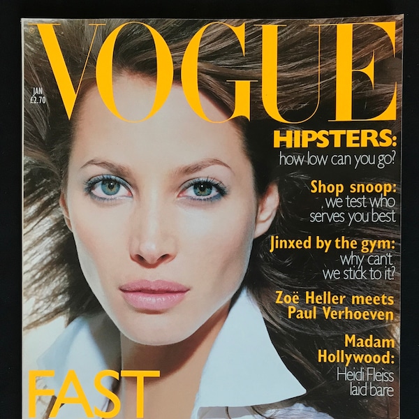 Revista VOGUE - Enero 1996 - Reino Unido - Portada de Christy TURLINGTON