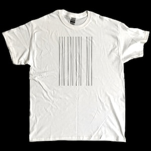 Black on White ABSTRACT linear design screen printed T shirt