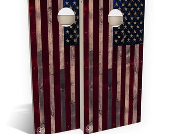 Full color rustic Wood American Flag Cornhole Boards Set| Baggo| Wedding cornhole boards| Bean bag toss| Custom Cornhole boards