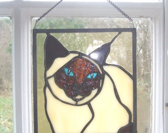 Stained glass Siamese Panel - brown face
