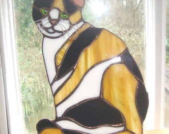 Stained glass Calico Cat