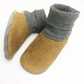 Baby shoes | Leather booties | Organic leather | Nubuck | Personalized leather shoes | Leather socks with cuffs, black and white | Slippers product logo