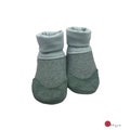 Woolen baby shoes, dusty mint/mint | Crawling shoes | Personalizable | Woolen socks with striped cuffs, black and white | Woolen shoes product logo