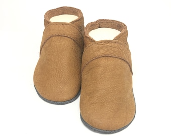 Leather Pushes Crawling Shoes Crawling Dolls Slippers NUBUK Light Brown Name UNI BASIC with name possible Personalization personalized