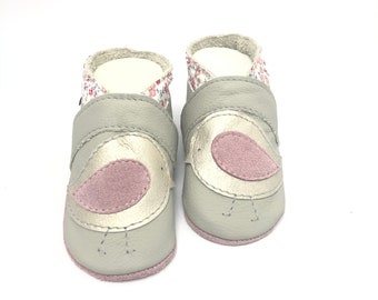 Crab shoes glitter bird light grey baby girl